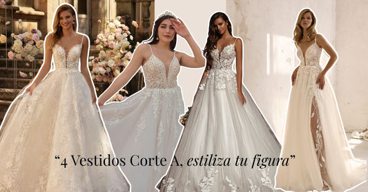 4 Vestidos de novia  corte A con Tirantes que Irradian Elegancia Silenciosa